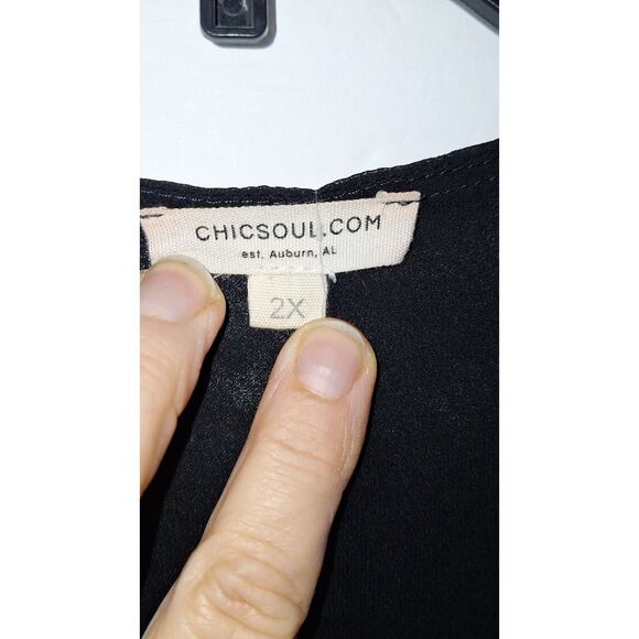 A Chicsoul Women's Top Sheer Black Baby Doll Whimsigoth Plus Sized Fairycore 2X - Picture 5 of 11